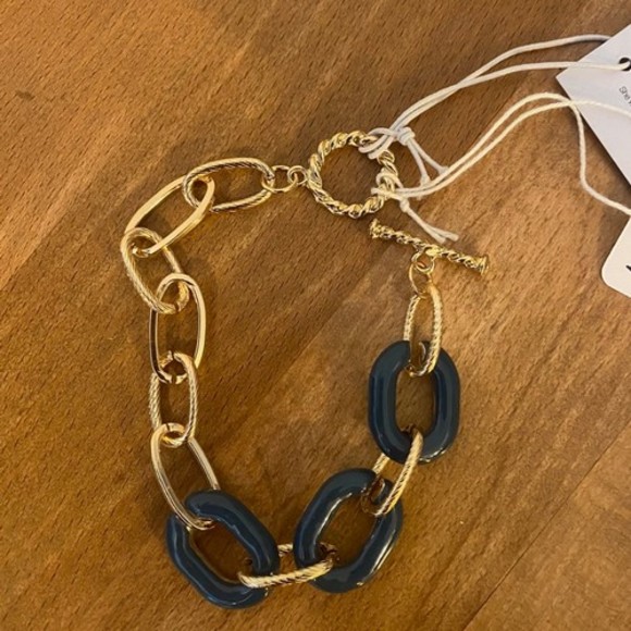 BNWT Big Metal London Chunky Gold & Blue Bracelet - Picture 2 of 6